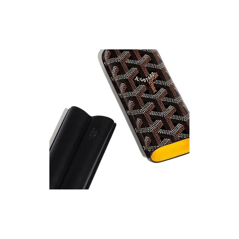 GOYARD Churchill Canvas With Heifer Skin Dog's Teeth Cigar Box Bag Merch Unisex Black-1