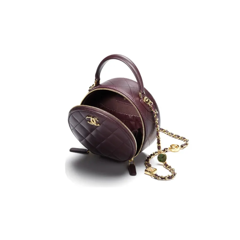 CHANEL Lambskin Shoulder Bag, Crossbody Bag, Handbag Women's Dark Purple-2