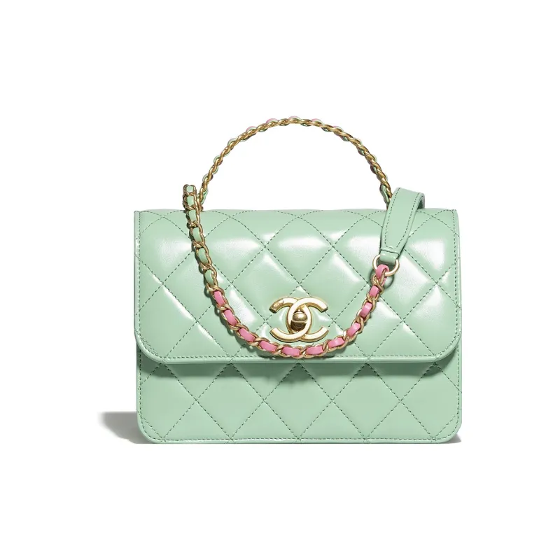CHANEL Bright Calfskin Flap Bag, Handbag, Shoulder Bag, Crossbody Bag Mini Women's Light Green-1