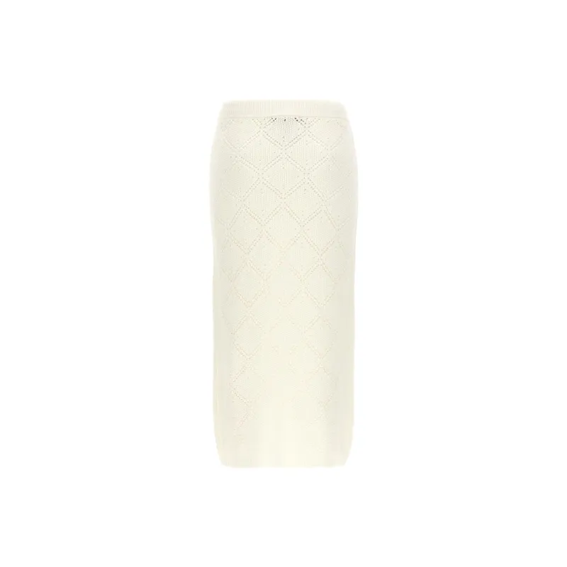 MaxMara Studio Denim Long Skirts Women's White-1
