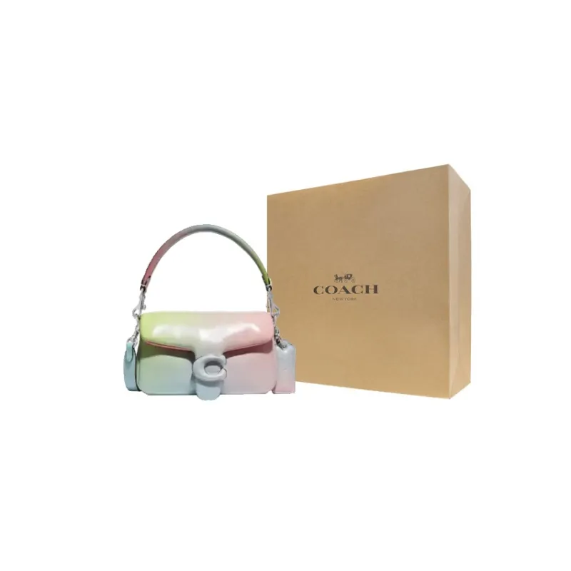 COACH Tabby Sheepskin Shoulder Bag, Crossbody Bag, Handbag Women's Blue Pink Green Multicolor-4