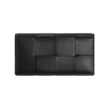 Bottega Veneta Lambskin Wallet Large Size Women's Black