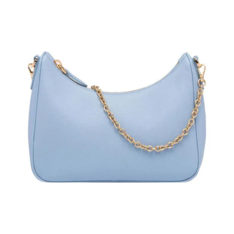 PRADA Re-Edition Saffiano Leather Nylon Crossbody Bag Shoulder Bag Women's Light Blue-3