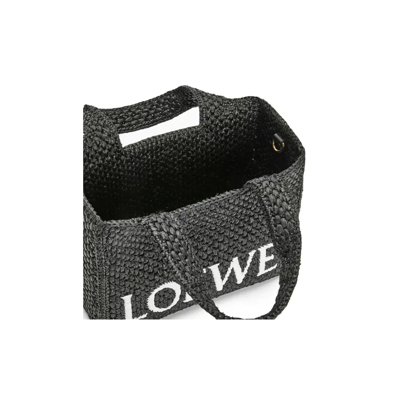 LOEWE Raffia Fiber Tote Bag, Shopping Bag, Handbag Small Size Women's Black-6
