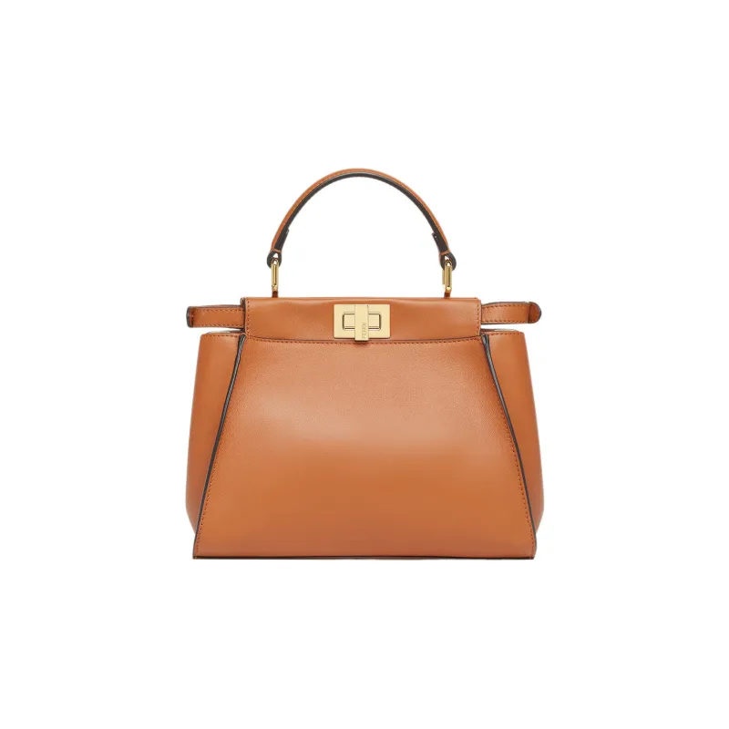 FENDI Peekaboo Leather Shoulder Bag, Crossbody Bag, Handbag Trumpets Women's Brown-2