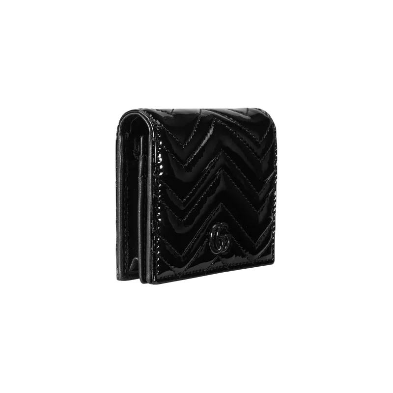 GUCCI GG Marmont Patent Leather Card Holder Wallet Women's Black-1