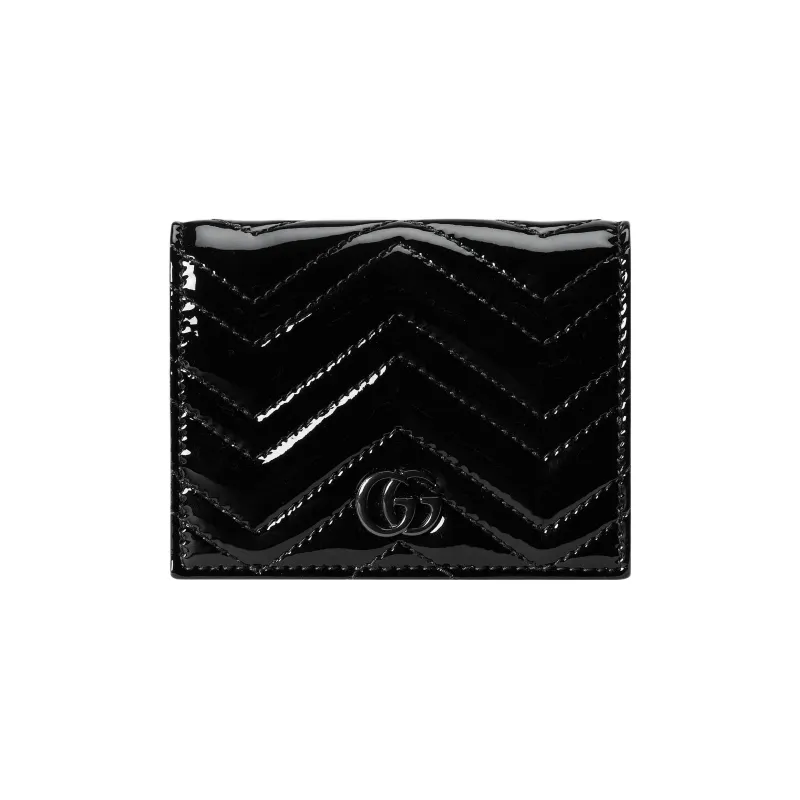 GUCCI GG Marmont Patent Leather Card Holder Wallet Women's Black-0