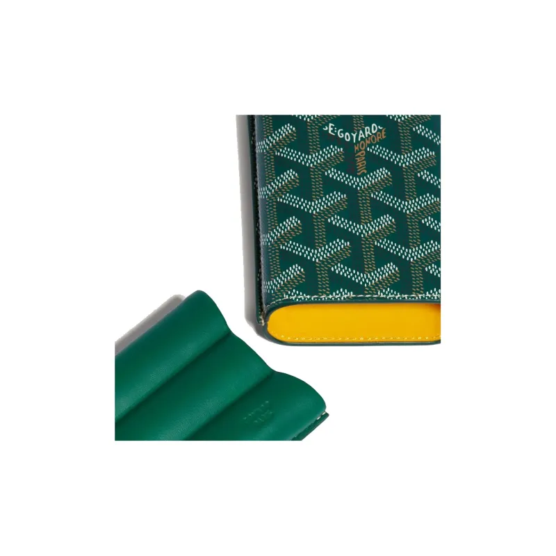 GOYARD Churchill Canvas With Calfskin Dog's Teeth Cigar Box Accessories Unisex Green-1