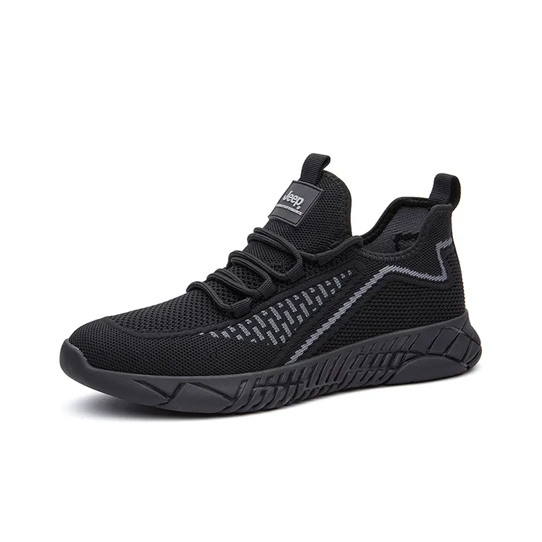 Jeep Cushioning Abrasion Resistant Lightweight Breathable Slip Resistant Low Top Outdoor Shoes Men's Black-3