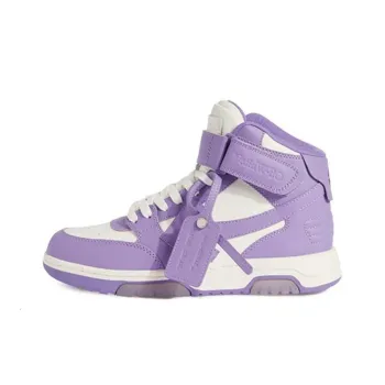 OFF WHITE Out Of Office High Top Skateboard Shoes Women's White Purple & Color