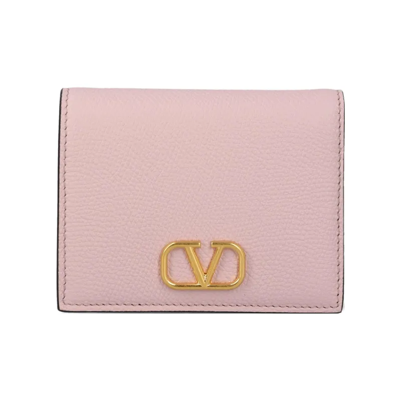 Valentino Vlogo Cow Leather Wallet, Card Holder Regular Women's Pink-0