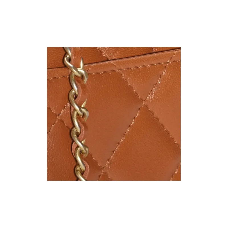 CHANEL Sheepskin Shoulder Bag, Crossbody Bag Women's Light Brown-3