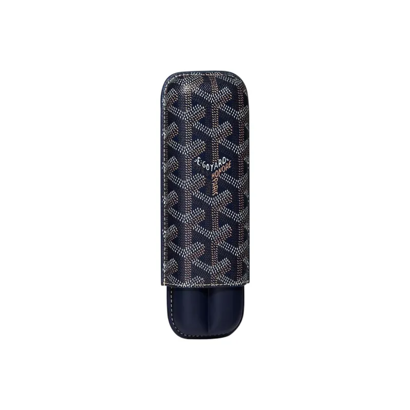 GOYARD Churchill Canvas With Calfskin Dog's Teeth Cigar Box Accessories Unisex Marine Blue-0