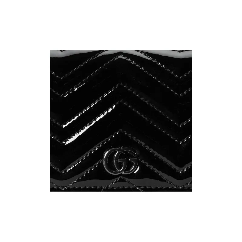 GUCCI GG Marmont Patent Leather Card Holder Wallet Women's Black-6