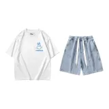 Set (top white + pants ice blue)