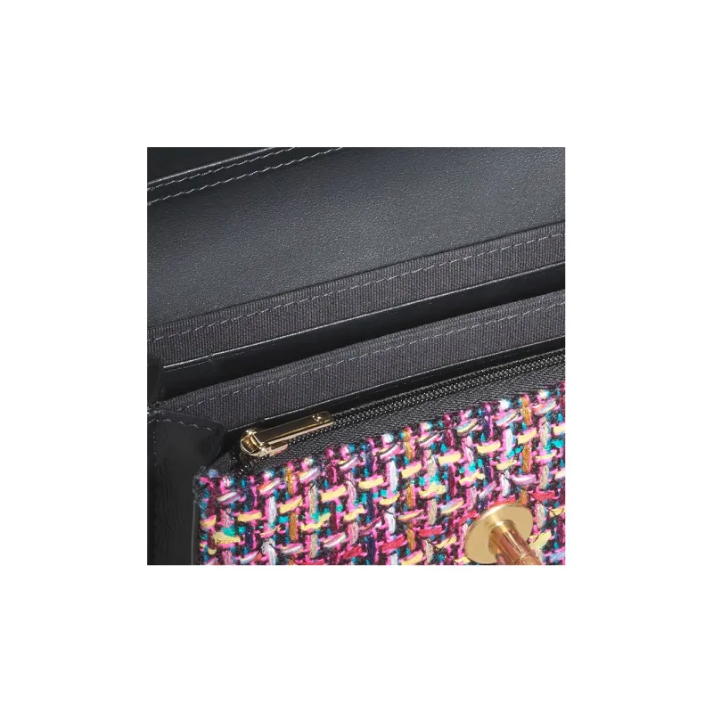 CHANEL Wool Twill Soft Woolen One Shoulder Crossbody Clutch Women's Multicolor-3