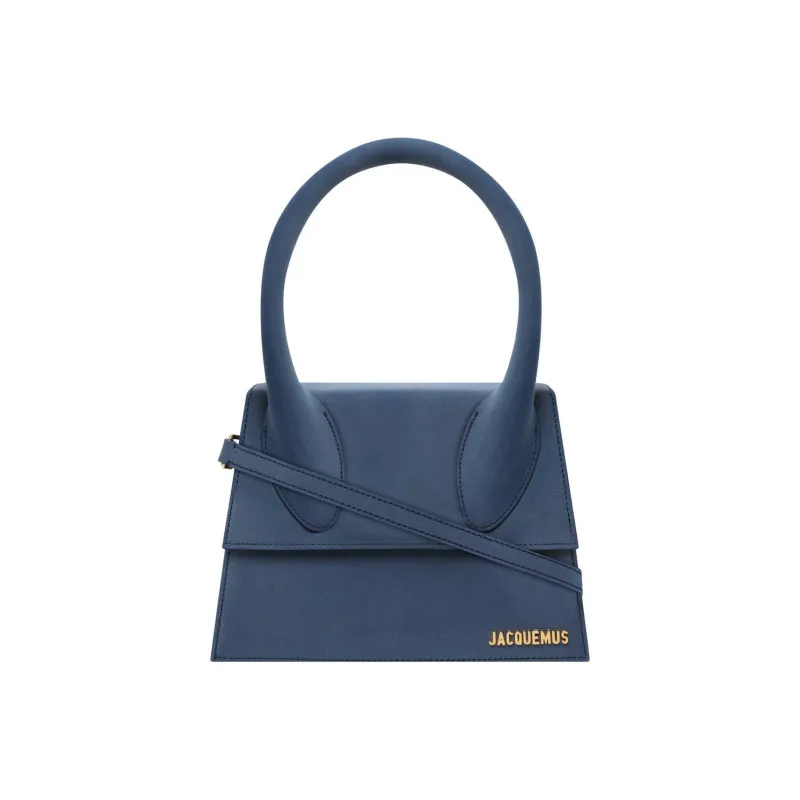 Jacquemus Cow Leather Shoulder Bag Crossbody Bag Handbag Medium Size Women's Blue-1