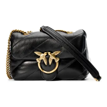 PINKO Puff Sheepskin Crossbody Bird Bag Swan Bag Shoulder Bag Women's Black Gold