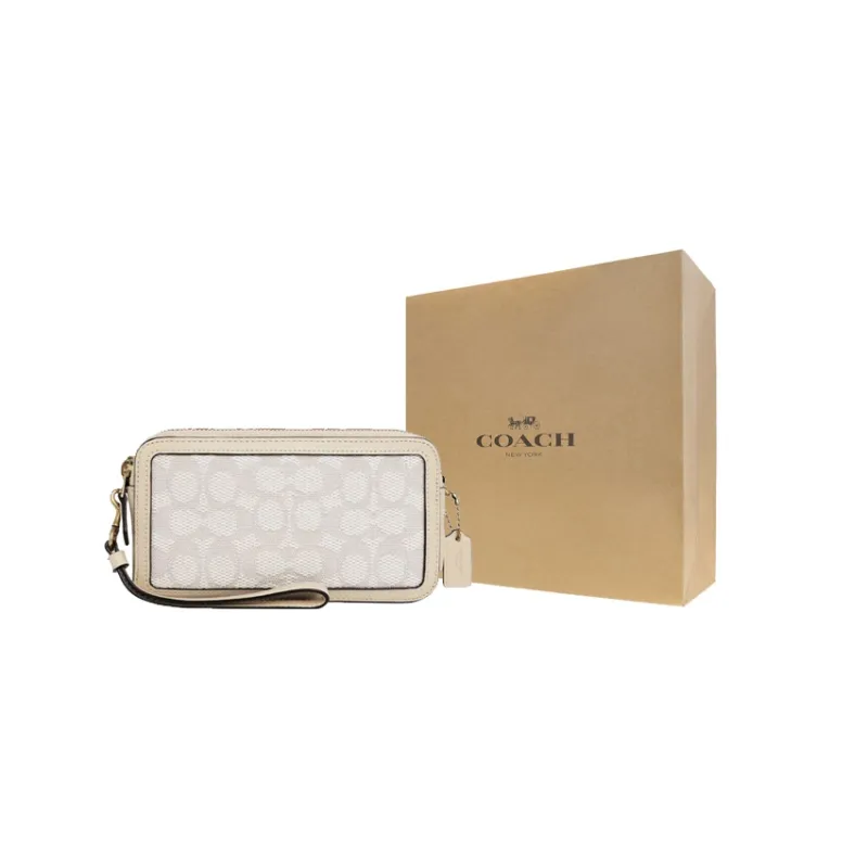 COACH Kira Fabric With Cow Leather Camera Bag Shoulder Bag Crossbody Bag Small Size Women's White-5