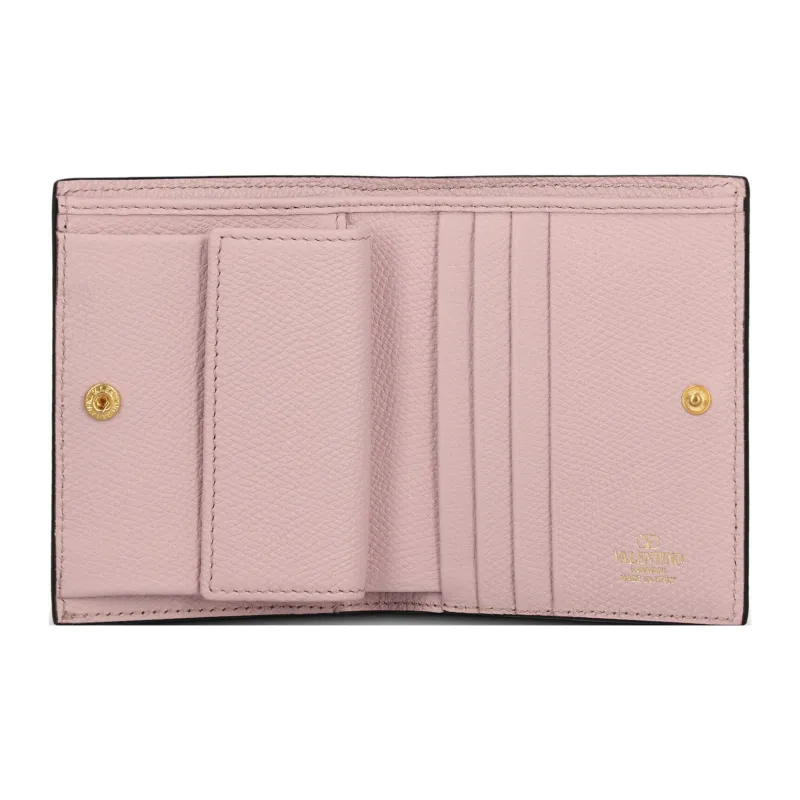 Valentino Vlogo Cow Leather Wallet, Card Holder Regular Women's Pink-3