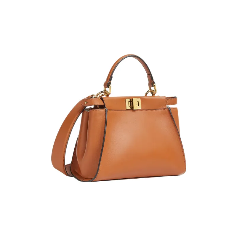 FENDI Peekaboo Leather Shoulder Bag, Crossbody Bag, Handbag Trumpets Women's Brown-1