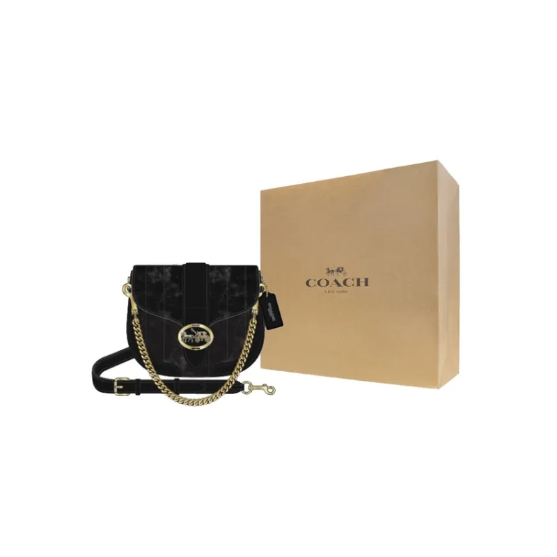 COACH Cow Leather Crossbody Bag, Shoulder Bag Trumpets Women's Black-2