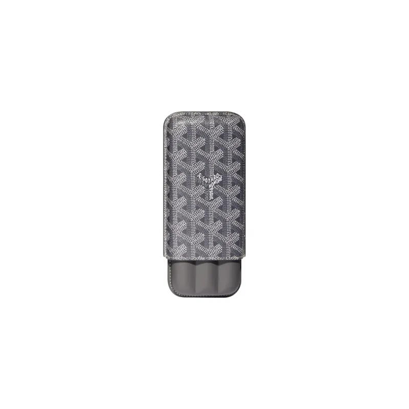 GOYARD Churchill Canvas With Heifer Skin Dog's Teeth Cigar Box Bag Merch Unisex Gray-0