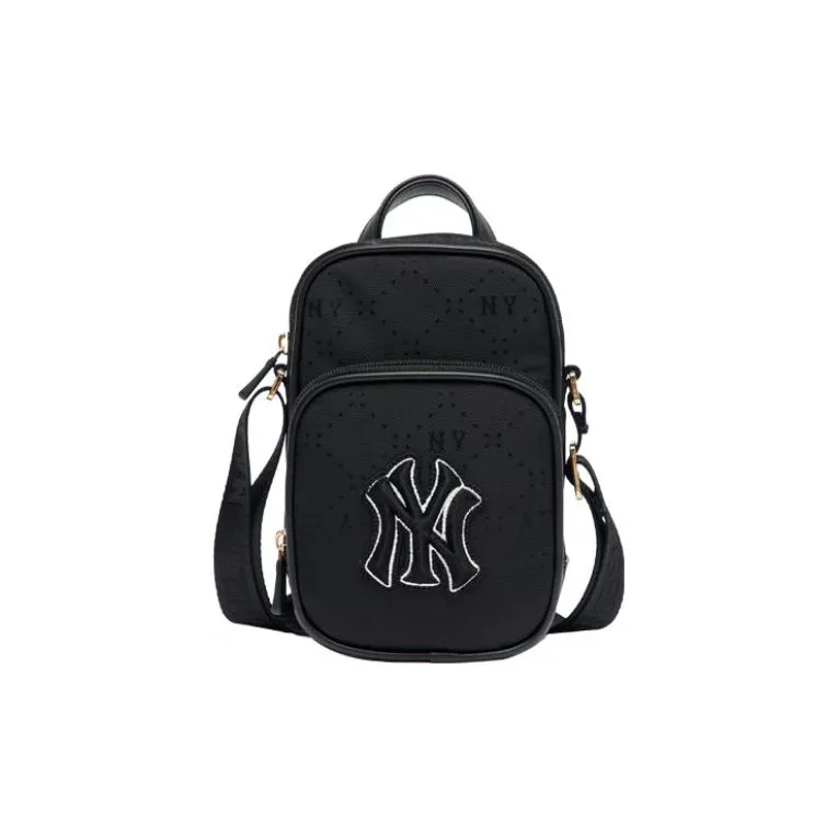 MLB New York Yankees Nylon Cell Phone Pouch, Crossbody Bag Regular Unisex Black-0