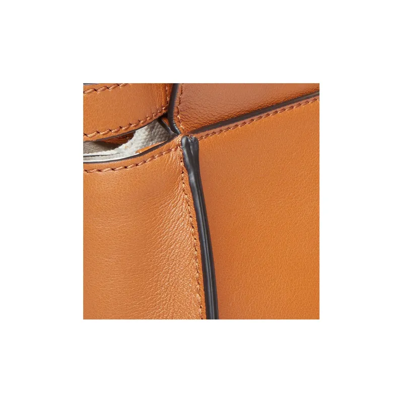 FENDI Peekaboo Leather Shoulder Bag, Crossbody Bag, Handbag Trumpets Women's Brown-4