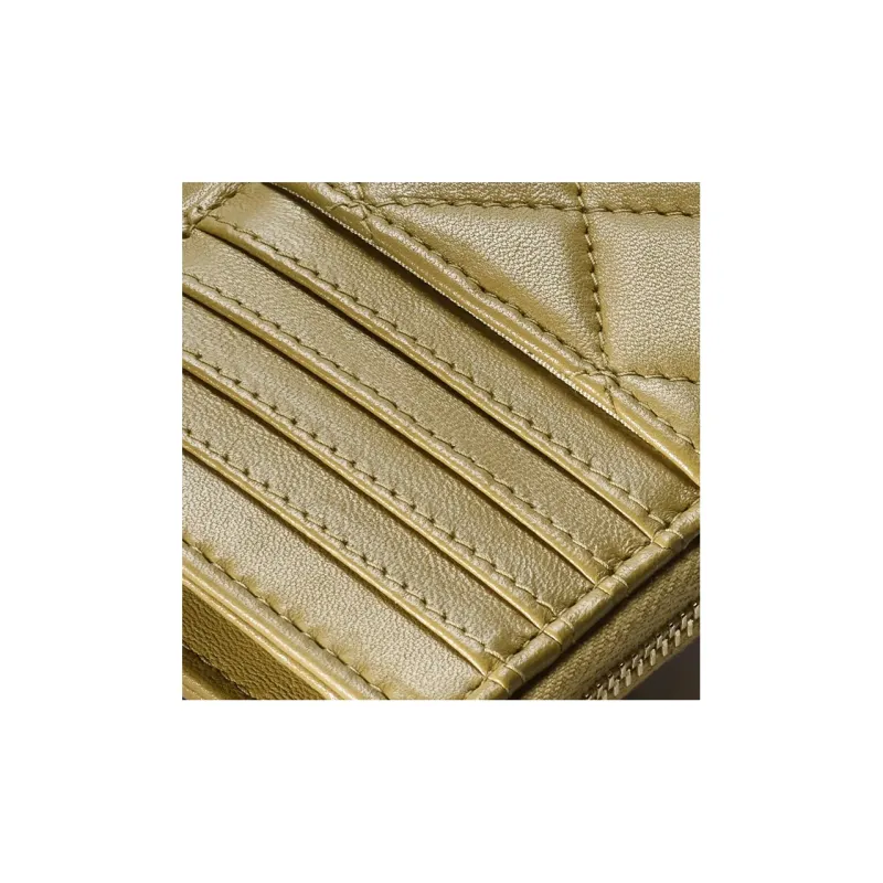 CHANEL Sheepskin Card Holder Women's Green-4