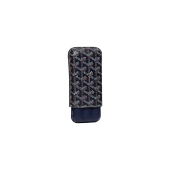 GOYARD Churchill Canvas With Heifer Skin Dog's Teeth Cigar Box Bag Merch Unisex Marine Blue