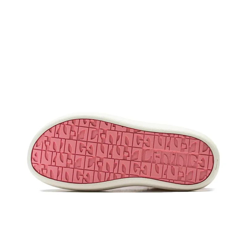 LiNing Puff Platform Anti Slip Wear Resistant Low Top Casual Shoes Women's Pink White-5