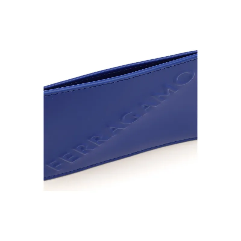 FERRAGAMO Cow Leather Card Clip Card Holder Wallets Men's Cornflower Blue-3
