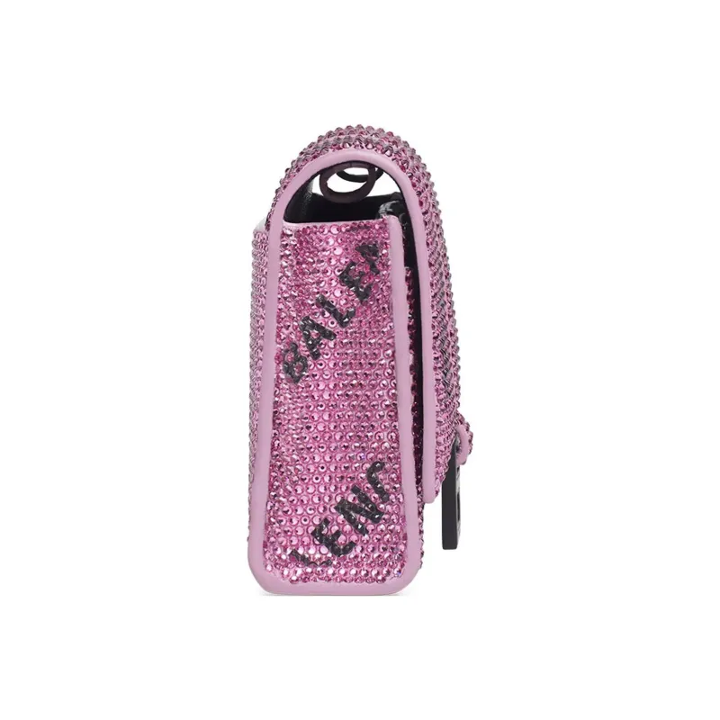 Balenciaga Hourglass Suede Wallet Women's Pink/Black-4