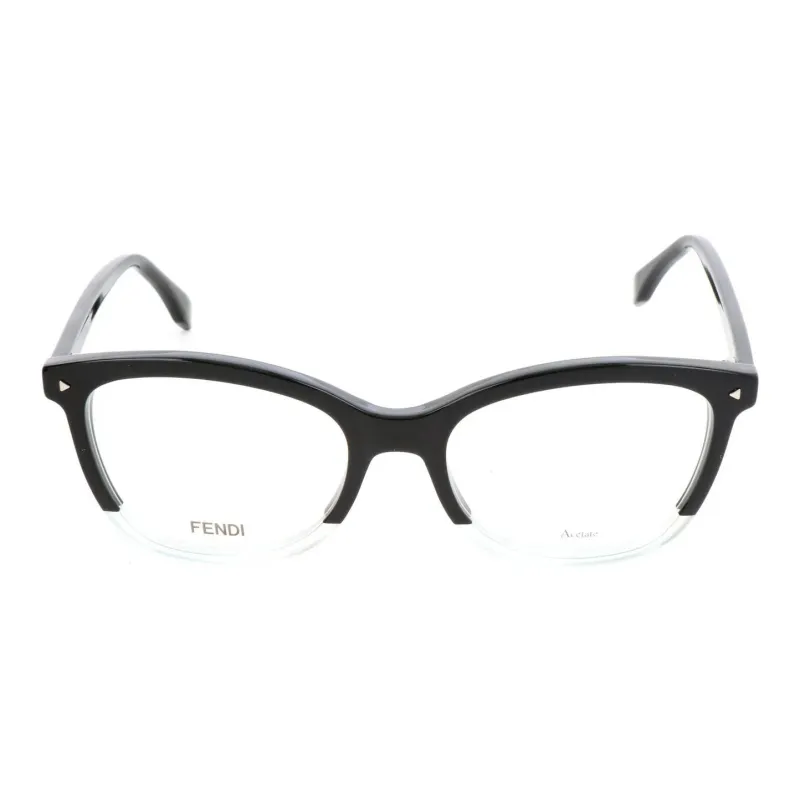 FENDI Acetate Irregular Shape Eyeglass Frames Unisex Black-1