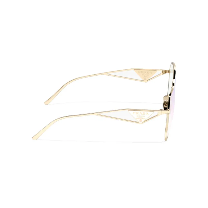 PRADA Metal Irregular Shape Sunglasses Women's Gold-2