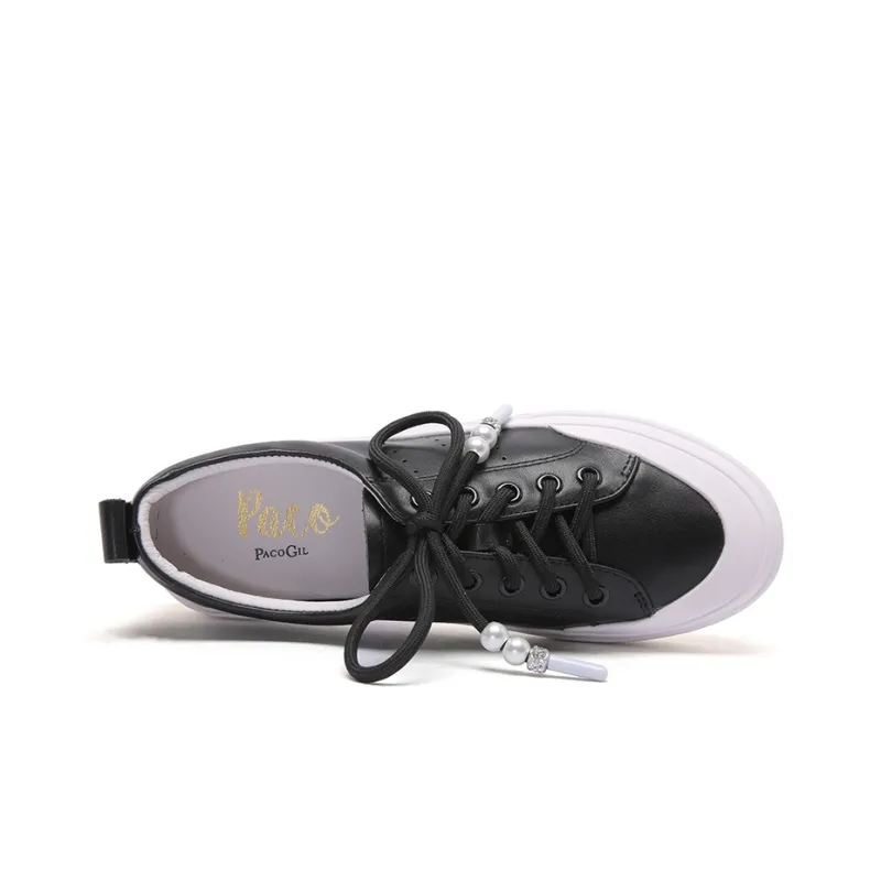 PACO GIL Low-Top Skateboard Shoes Women's Black-4