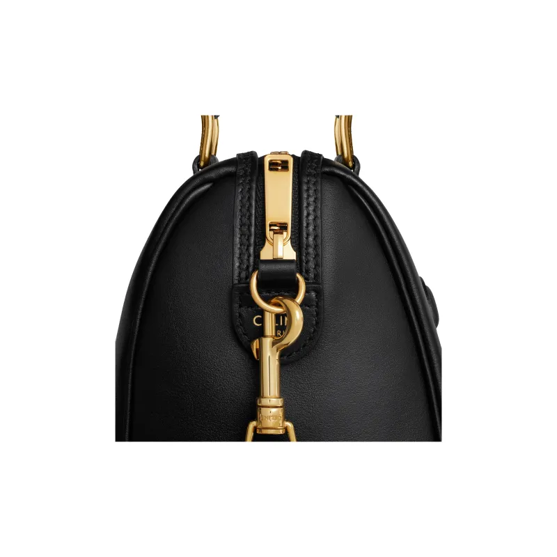 CELINE Cuir Triomphe Smooth Calf Leather Boston Bag, Shoulder Bag, Crossbody Bag, Handbag Small Size Women's Black-4