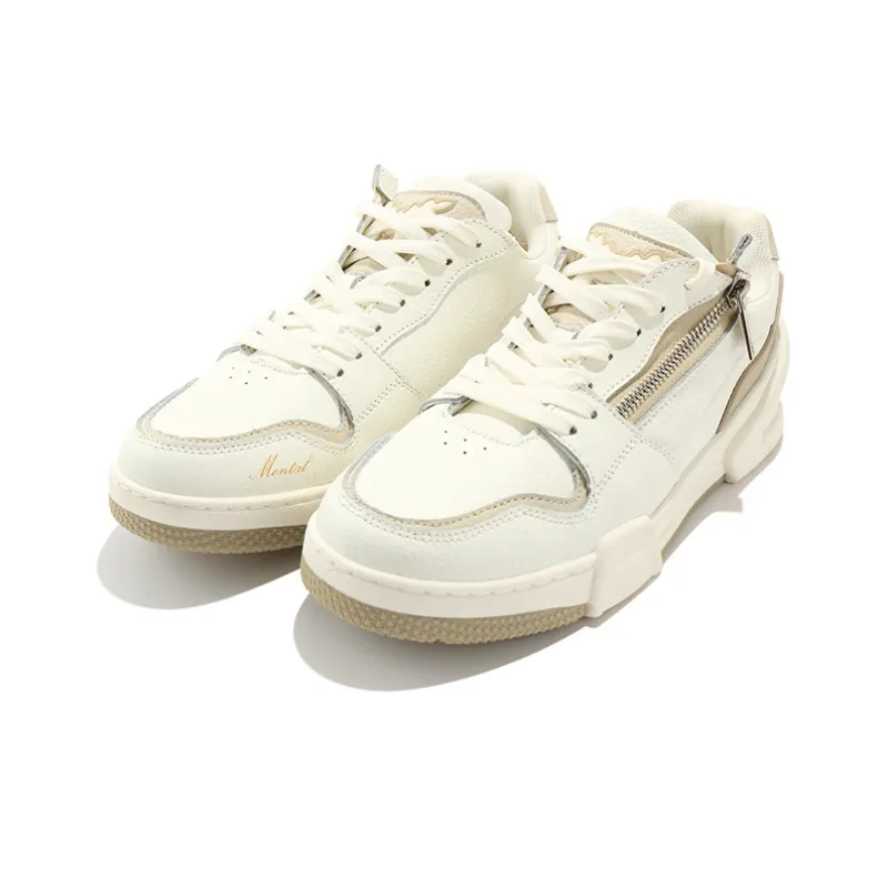 Discover Mental Club Slip Resistant Low Top Skateboard Shoes Unisex Ecru-4