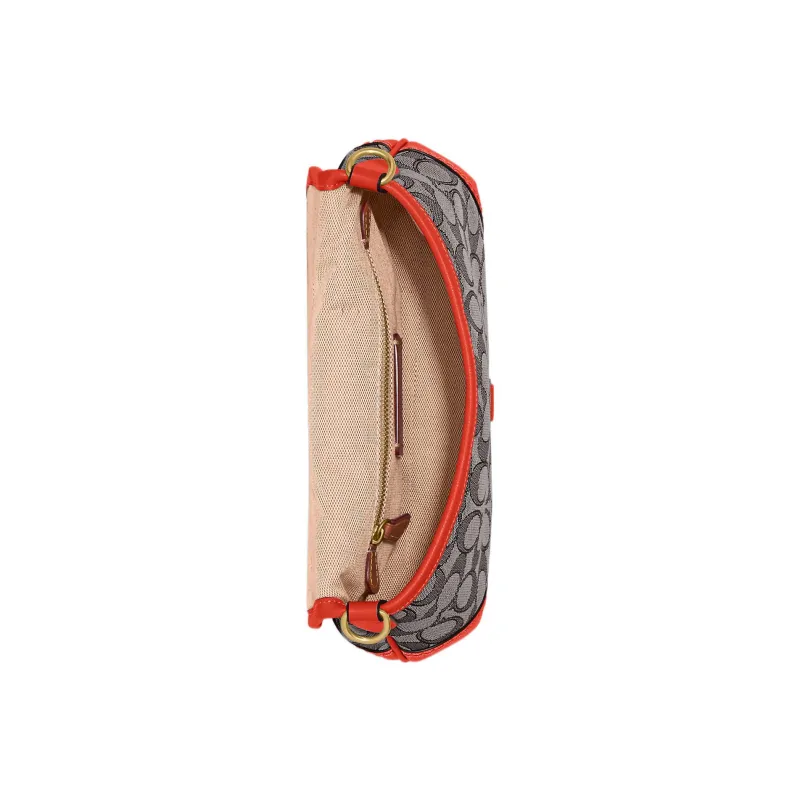 COACH Soho Jacquard Leather Crescent Bag, Shoulder Bag Tubas Women's Orange & Gray-2