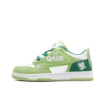 Q AND Anti Slip Wear Resistant Low Top Skateboard Shoes Unisex White Green