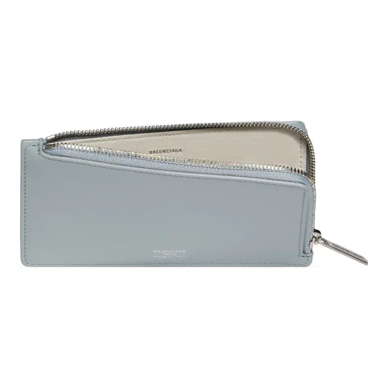 Balenciaga Smooth Calf Leather Wallet, Coin Purse, Card Holder Women's Blue-2