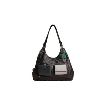 COACH Madison Leather Shoulder Bag Hobo Bag Handbag Shoulder Bag Large Size Women's Black