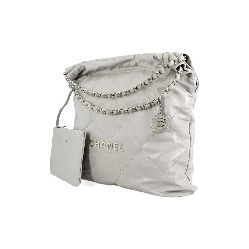 CHANEL 22Bag Bright Calfskin Tote Bag, Shopping Bag, Handbag, Shoulder Bag Women's Gray-2