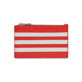 Balenciaga Adidas Collaboration Lambskin Coin Purses Card Holders Men's Red/White