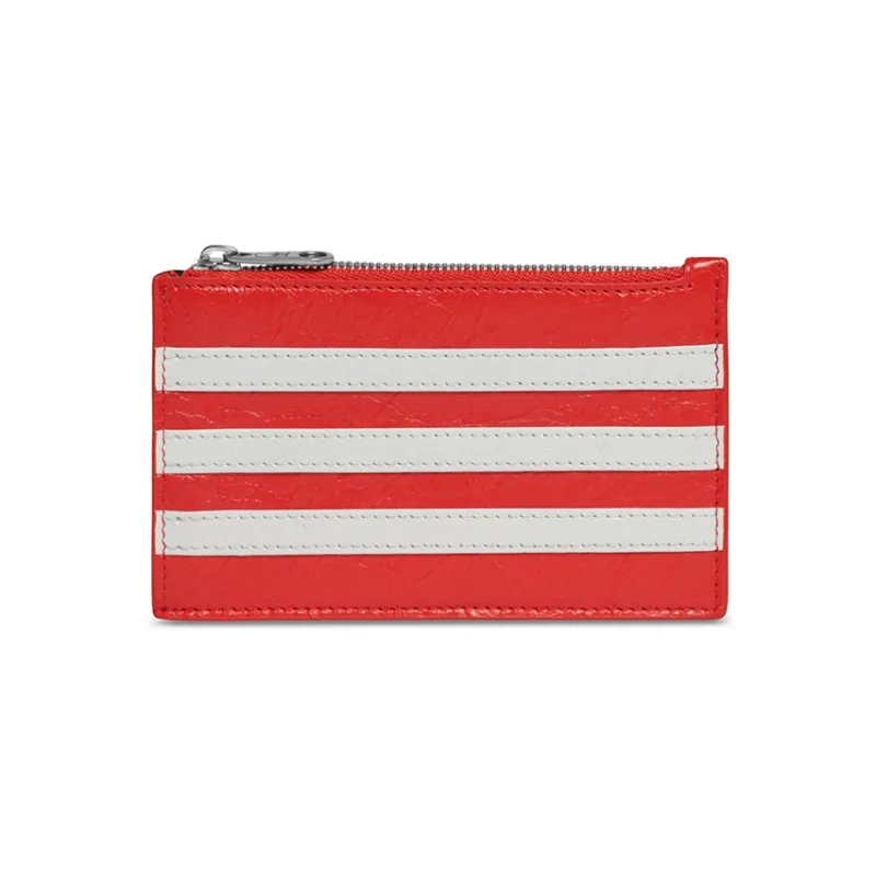 Balenciaga Adidas Collaboration Lambskin Coin Purses Card Holders Men's Red/White-0