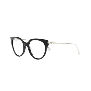 FENDI Acetate Metal Cat Eye Eyeglass Frames Unisex Silver