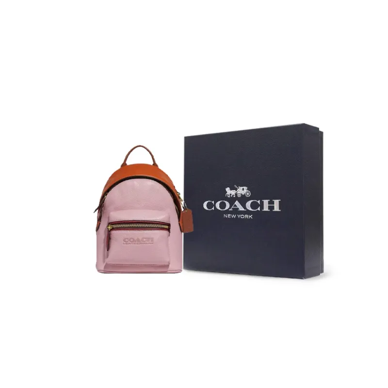 COACH Charter Multicolor Leather Backpack Trumpets Women's Pink Orange-4