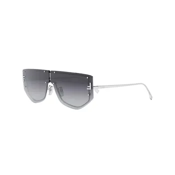 FENDI Plate Frame Irregular Shape Sunglasses Women's Silver