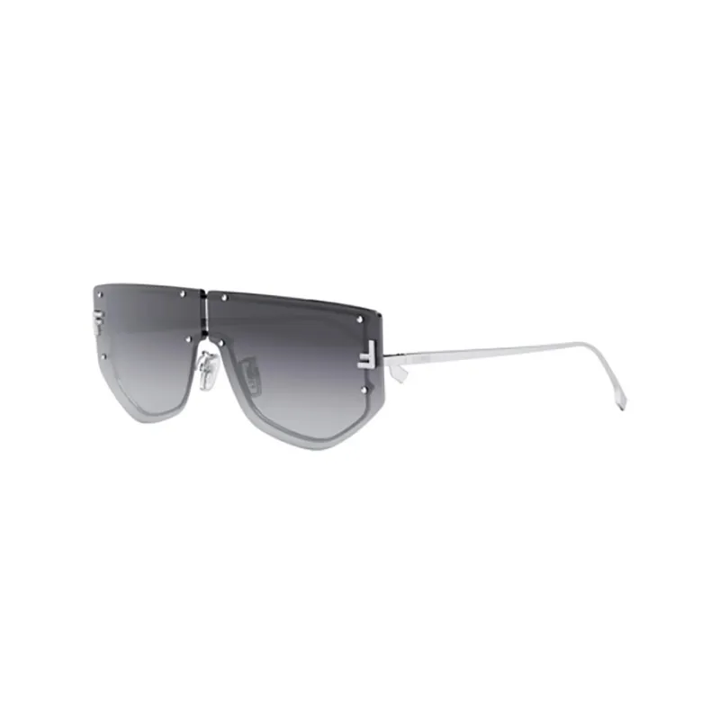 FENDI Plate Frame Irregular Shape Sunglasses Women's Silver-0